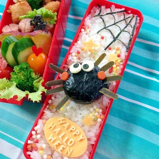 簡単キャラ弁☆ハロウィン　スパイダーのお弁当♪